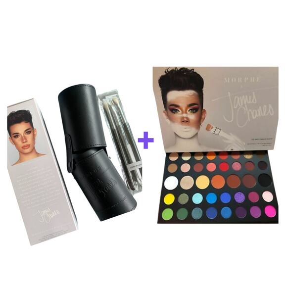 Morphe X James Charles Eyeshadow Palette + The Eye Brush Set Bundle Glam Womens